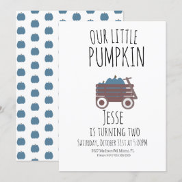 Convites Blue Pumpkin Patch Halloween Pumpkins Wagon