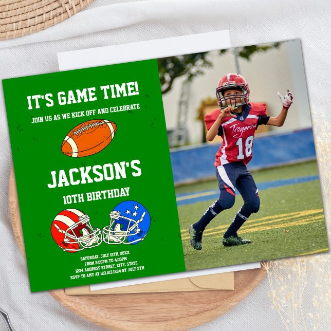 Convites Blue Red Football Birthday Invances w foto (Blue Red Football Birthday Invitations w photo)