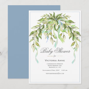 Convites Blue Ribbons Greenerant Chá de fraldas Elegante I