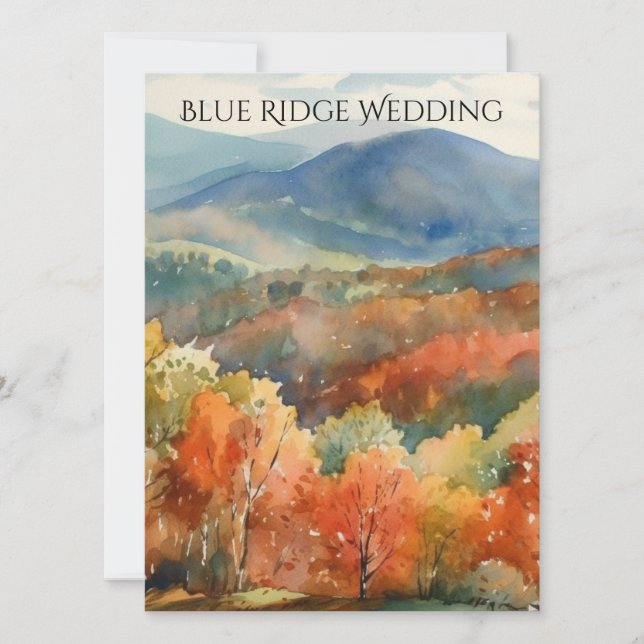 Convites Blue Ridge Mountains Fall Watercolor Wedding  (Frente)