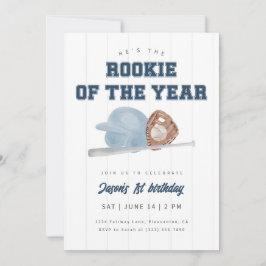 Convites Blue Rookie of the Year Baseball First Birthday