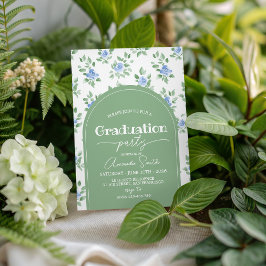 Convites Blue Rose Sage Green Arch Graduation Invite