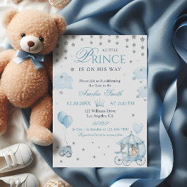 Convites Blue Royal Prince Baby Shower Invitation Carriage