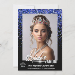 Convites Blue Royale Pageant Autograph Card | QR Code
