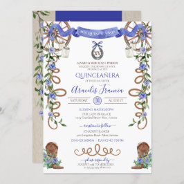Convites Blue Rustic Boho Western Charra Theme Quinceanera