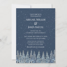 Convites Blue Rustic Winter Forest Wedding Invitations