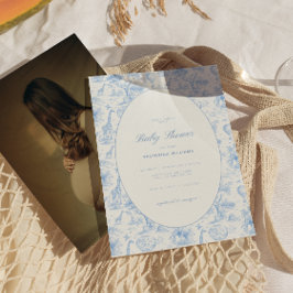 Convites Blue Safari Toile De Jouy Boy Baby Shower