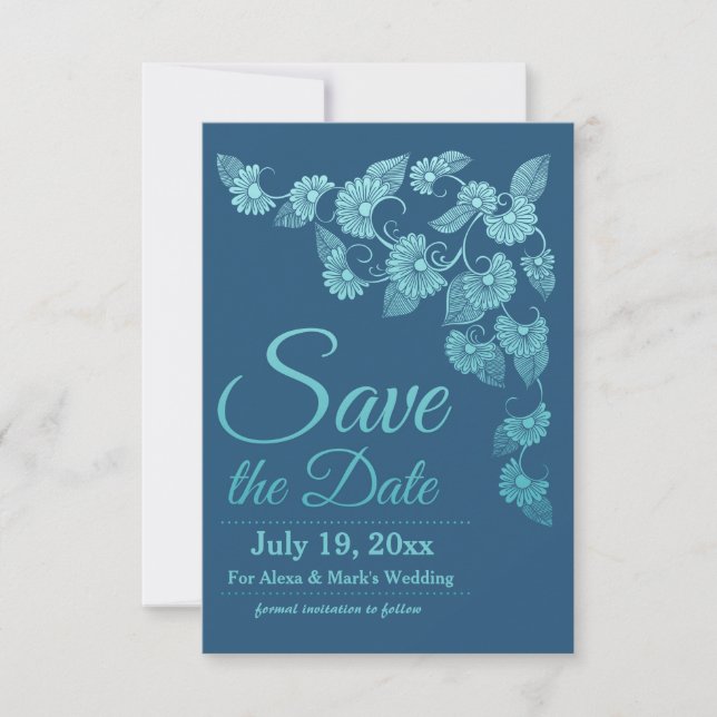 Convites Blue Save the Date Announing (Frente)
