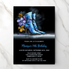 Convites Blue Sequin Boots Any Age Birthday Party