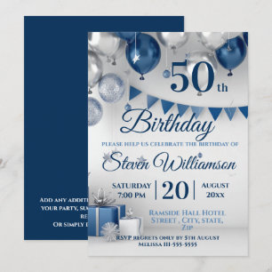 Convites Blue Silver 50º aniversário