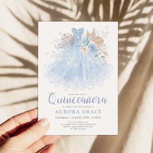 Convites Blue Silver Quinceañera Dress Mis Quince 15 Años