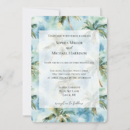 Convites Blue Skies Tropical Island Palm Trees Wedding