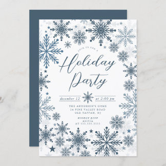 Convites Blue Snowflake Holiday Party Invitation