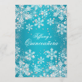 Convites Blue Snowflake Inverno Terra dos Sonhos Quinceaner