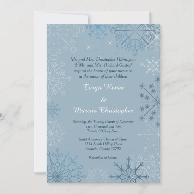 Convites Blue Snowflake Winter 5x7 Invitation (Frente)