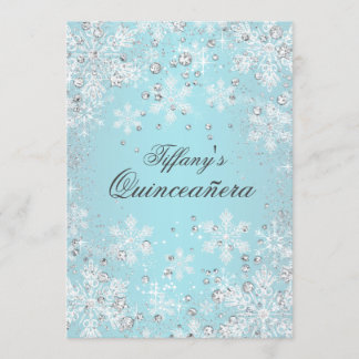 Convites Blue Snowflake Winter Wonderland Quinceanera