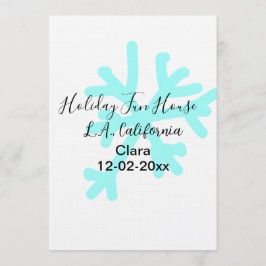 Convites Blue snowflakes holiday camping house place date
