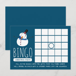 Convites Blue Snowman, Bingo da Festa de Natal