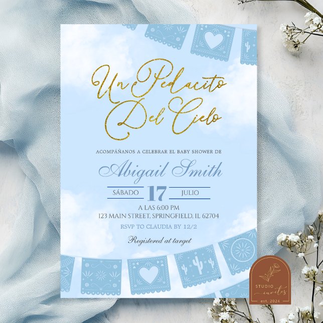 Convites Blue Spanish piece of heaven baby shower (Criador carregado)