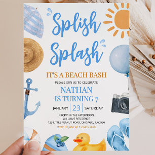 Convites Blue Splash Beach Bash Aniversário