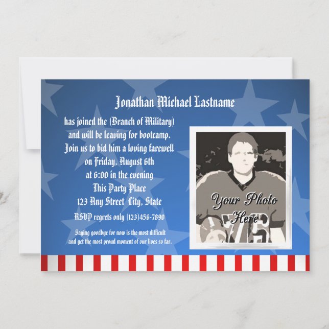 Convites Blue Stars Militares Saindo Festa (Frente)