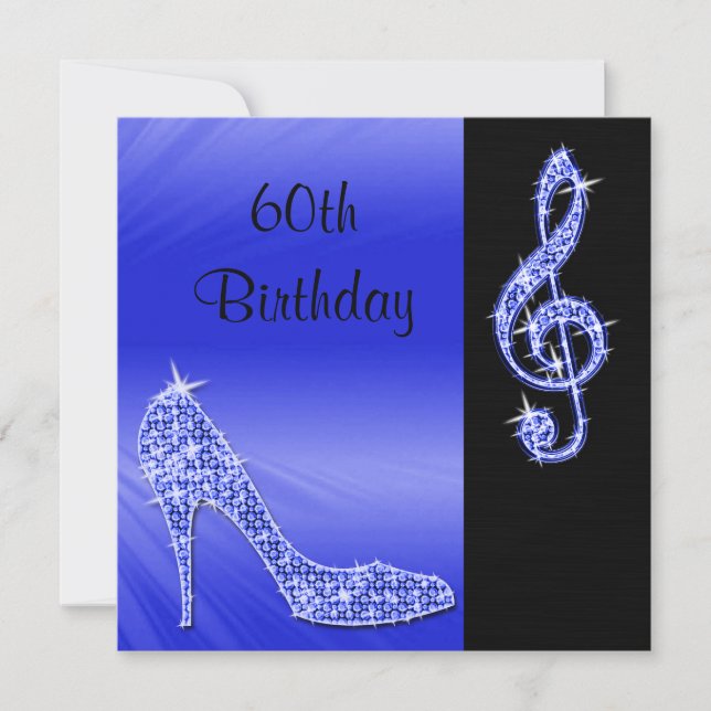 Convites Blue Stiletto & Treble Cleft 60º Aniversário (Frente)