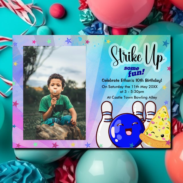 Convites Blue Strike, Uma Boliche Divertida Com Foto (Criador carregado)