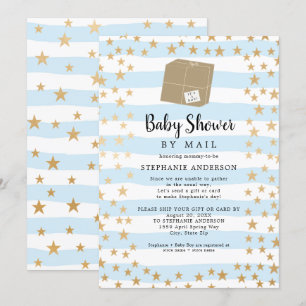 Convites Blue Stripe + Chá de fraldas de Star Boy por emai