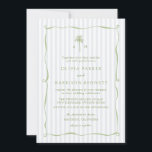Convites Blue Stripe Palm Tree Tropical Wedding Invitation<br><div class="desc">Palm Tree Tropical Wedding Invitation with soft blue stripes and sage green typography — a fresh and elegant choice for a coastal-inspired wedding celebration. Perfect for Preppy Coastal, Palm Beach Regency, and Modern Resort aesthetics. Designed for brides who love relaxed luxury and timeless seaside style. Pair with linen table settings,...</div>