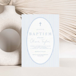 Convites Blue Striped Boy  Baptism
