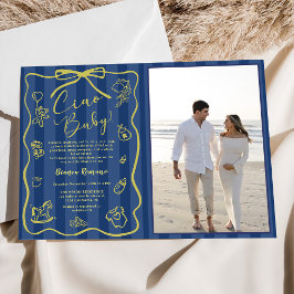 Convites Blue Stripes Italiano Themed Ciao Baby Photo