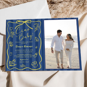 Convites Blue Stripes Italiano Themed Ciao Bambino Foto