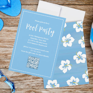 Convites Blue Summer Tropical Floral Party