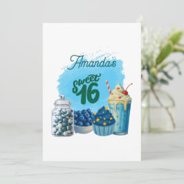Convites Blue Sweet Sixteen Birthday Invitation