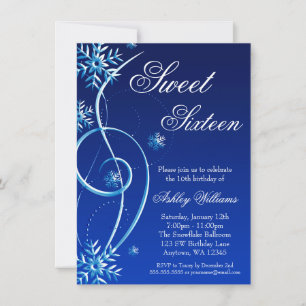 Convites Blue Swirl Winter Wonderland Sweet 16
