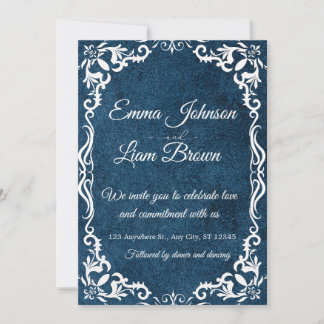 Convites Blue Talavera Mexican Spanish Wedding Invitation