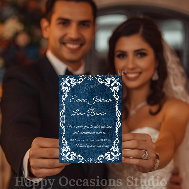 Convites Blue Talavera Mexican Spanish Wedding Invitation (Criador carregado)