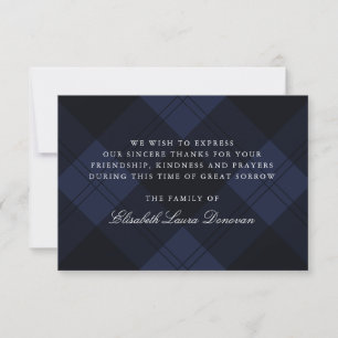 Convites Blue Tartan Classic Funeral Simpatia Obrigado