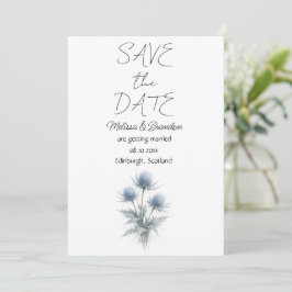 Convites Blue Thistle Scottish Floral Elegant Wedding 