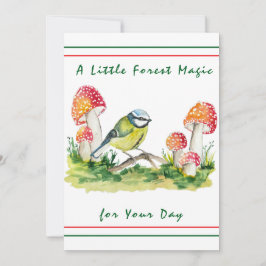 Convites Blue Tit and Fly Agaric Watercolor