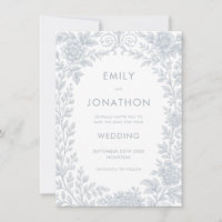 Blue Toile De Jouy Border Casamento Salvar Data
