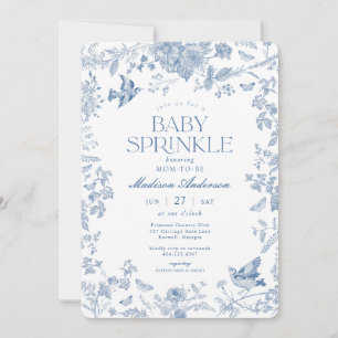 Convites Blue Toile De Jouy French Floral Baby Sprinkle