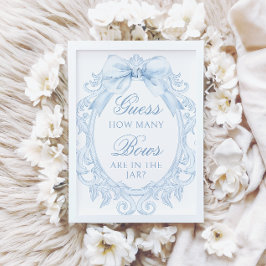Convites Blue  Toile How Many Bows Baby Boy Shower