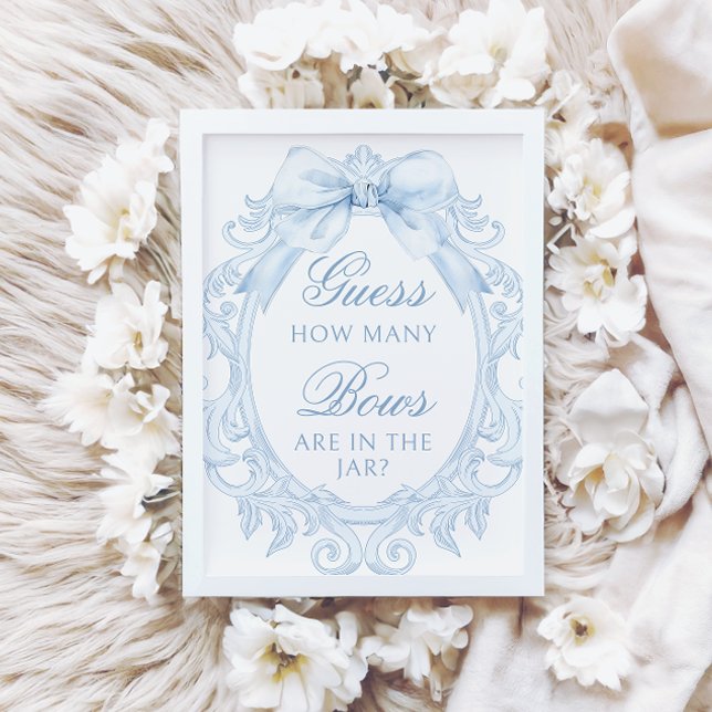 Convites Blue  Toile How Many Bows Baby Boy Shower (Criador carregado)