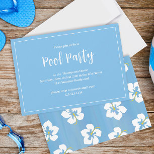 Convites Blue Tropical Floral Summer Party Personalizada