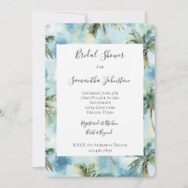 Convites Blue Tropical Island Palm Trees Bridal Shower 