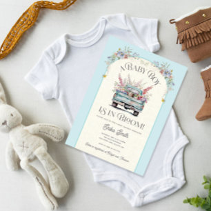 Convites Blue Truck Baby in Bloom Chá de fraldas Invitation