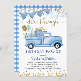 Convites Blue Truck Boy Drive by Birthday