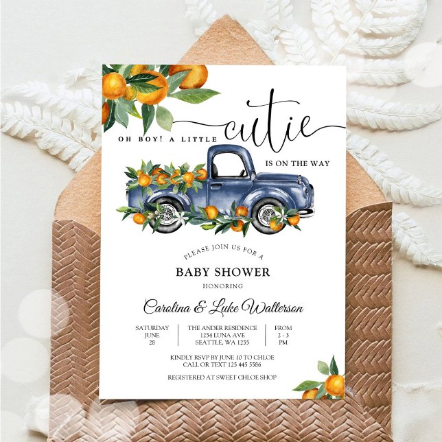 Convites Blue Truck Cutie Baby Shower Invitation (Criador carregado)