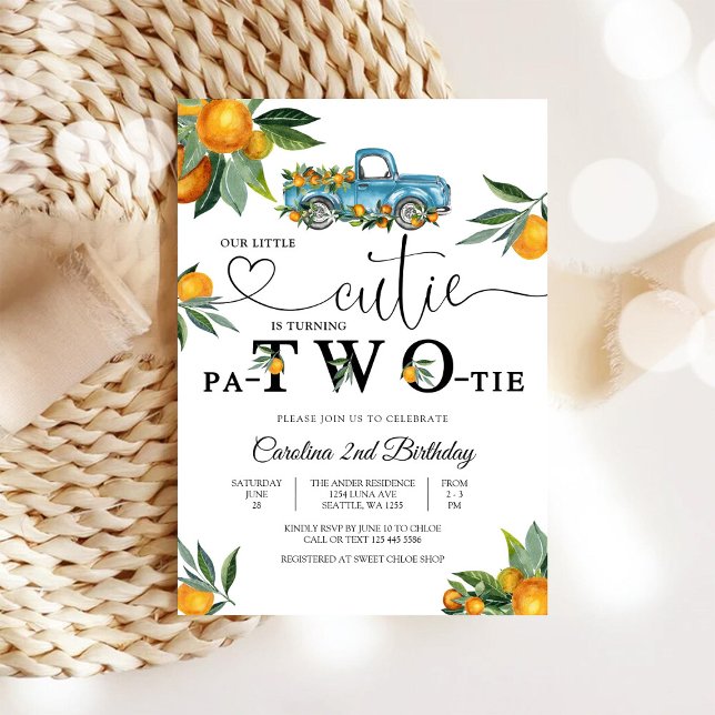 Convites Blue Truck Orange Birthday Invitation (Criador carregado)